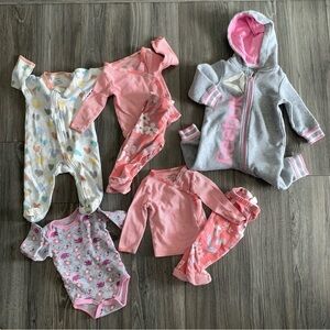 Lot of seven pink baby infant girl pieces 6 months